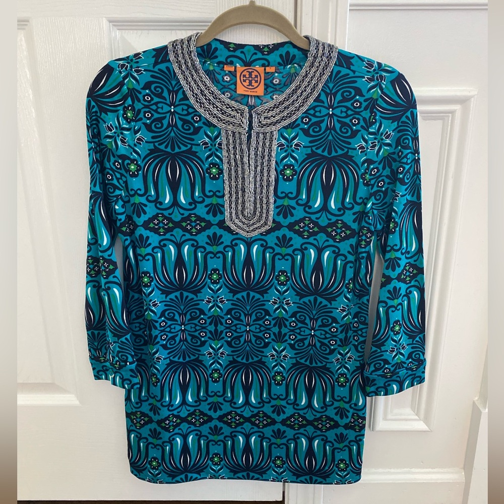 Tory Burch Silk Beaded Tunic - image 1